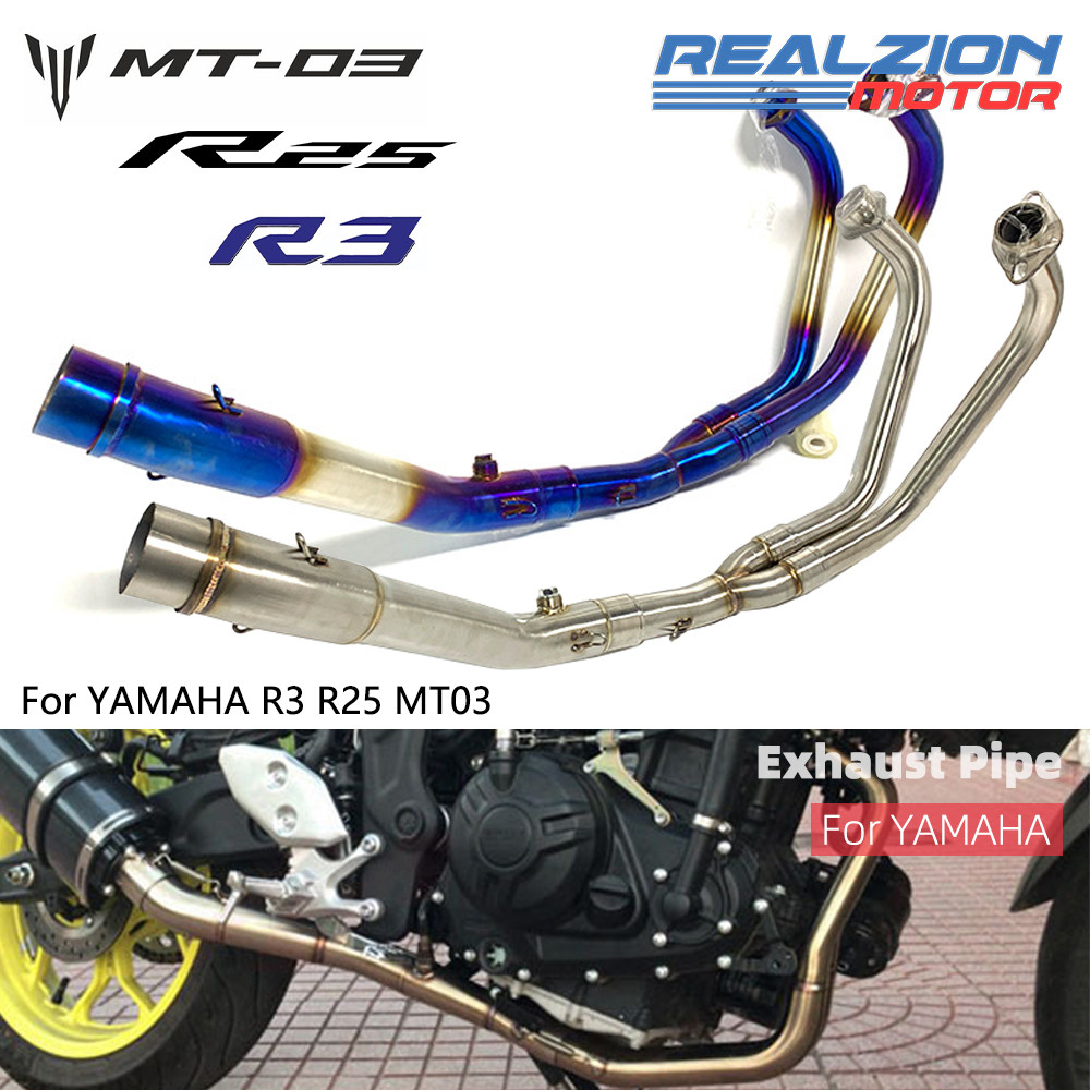 R3 R25 MT03 ท่อไอเสียรถจักรยานยนต์ท่อไอเสียกลาง Silp บนท่อท่อด้านหน้าชุดสําหรับ Yamaha MT 03 YZF R3 