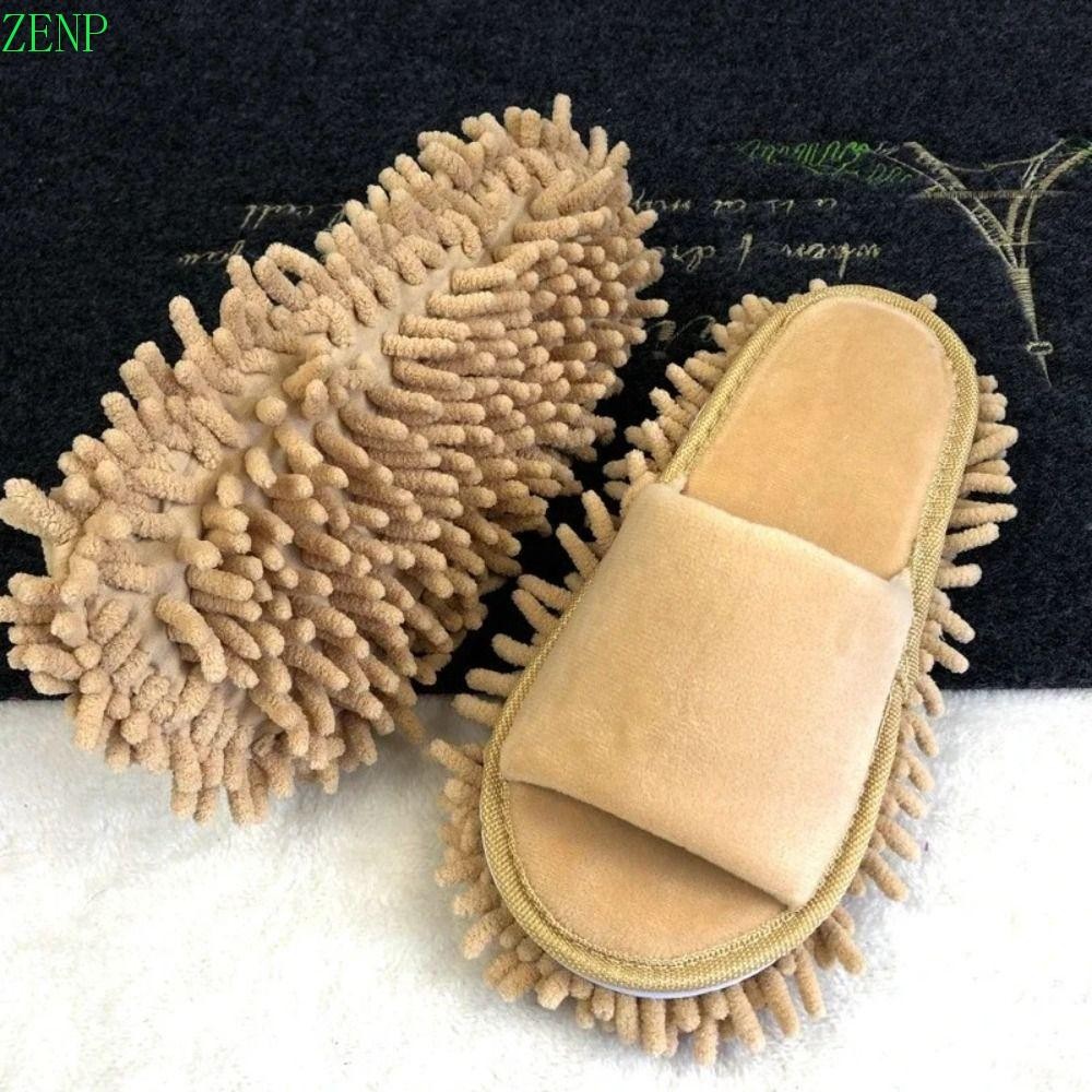 Zenpulse รองเท้าแตะเช็ด, รองเท้าถูพื้นไมโครไฟเบอร์ล้างทําความสะอาดได้, เครื่องมือทําความสะอาดเปิดเข้าแบบพกพารองเท้าแตะทําความสะอาดนุ่มฝุ่นสิ่งสกปรก