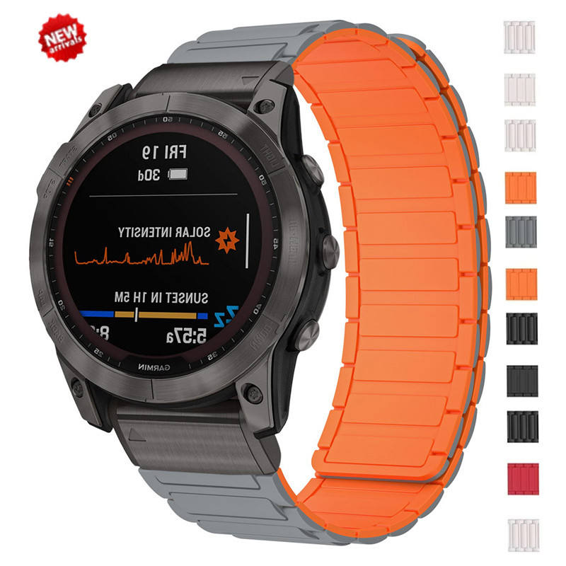 26 มม.Quick fit สายซิลิโคนแม่เหล็กสําหรับ Garmin Band Fenix 7X 7 Pro Fenix 6X 5X 5Plus Tactix 7 Forerunner 965 955 Enduro 2 Loop สร้อยข้อมือ