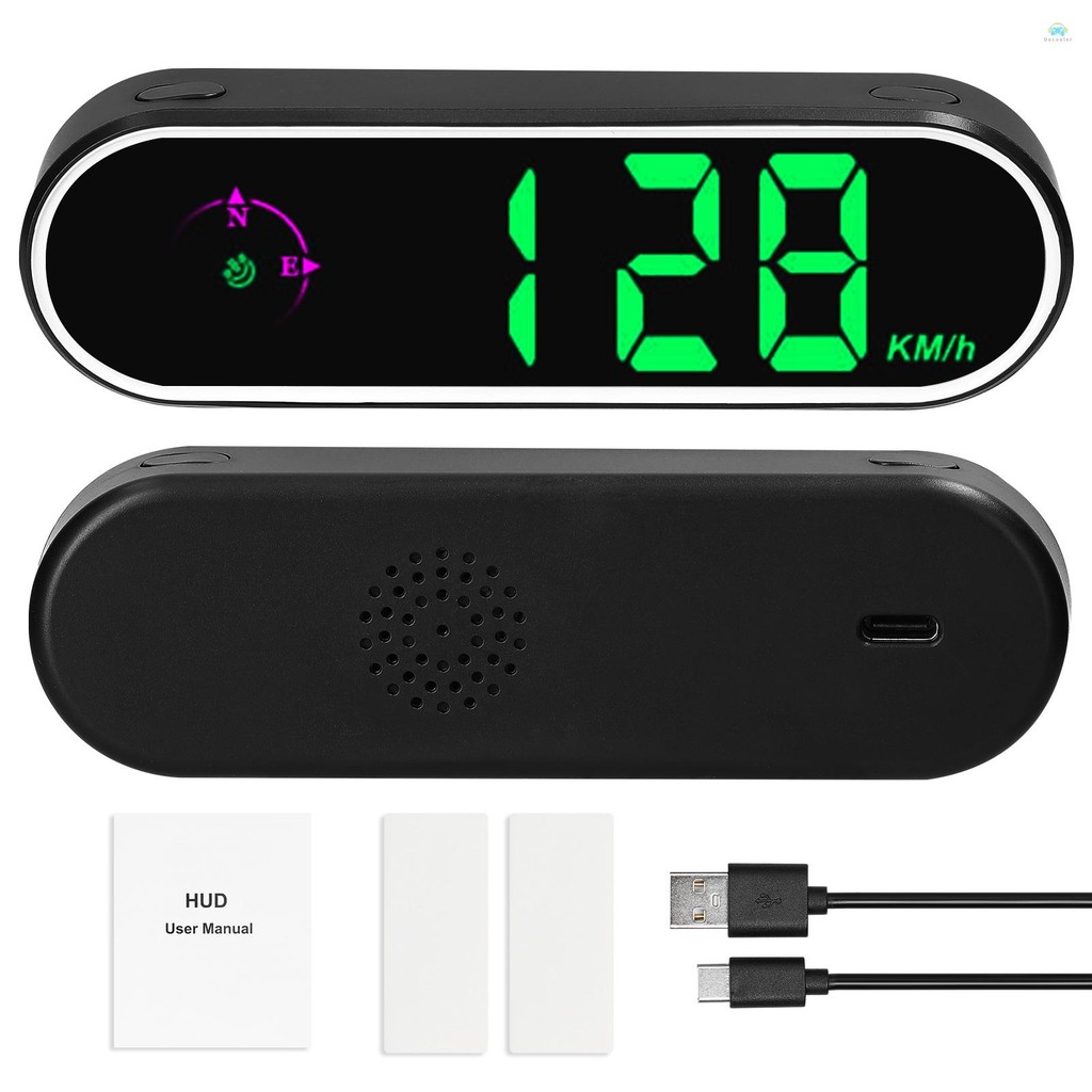 Yb HUD head up displayCar Headup Display GPS Digital Speedometer พร้อมนาฬิกาจอแสดงผล LED สีสันสดใสและฟังก์ชั่นเข็มทิศ Overspeed Alarm สําหรับรถยนต์รถบรรทุก SUV RV