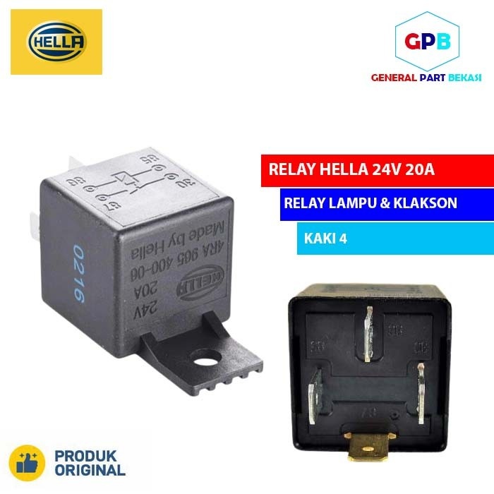 รีเลย์ HELLA 24V 20A ขา 4 รีเลย์ไฟแตร HELLA