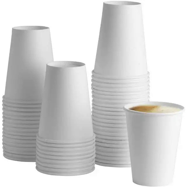 8 oz White Paper Cups, Disposable Paper Cups, Heavyduty Hot / Cold Beverage Drinking Cups for Picnic