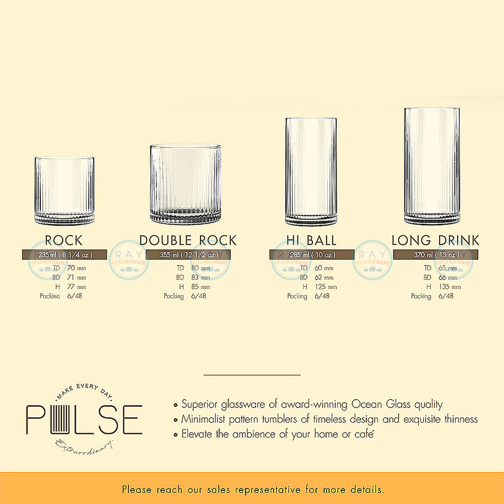 Ocean แก้วน้ำ 235 ml(6ใบ) Pulse Rock B24608 โอเชียน รูปที่ 5