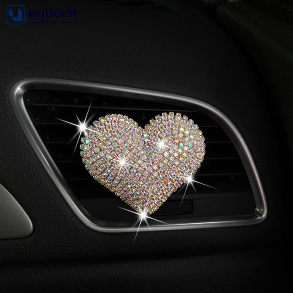 Uqueen 1 ชิ้นรถน้ําหอม Air Freshener ประณีตเพชรรูปร่างประณีตรถเครื่องปรับอากาศตกแต่งน้ําหอมหัวใจน้ําหอม N8Z3