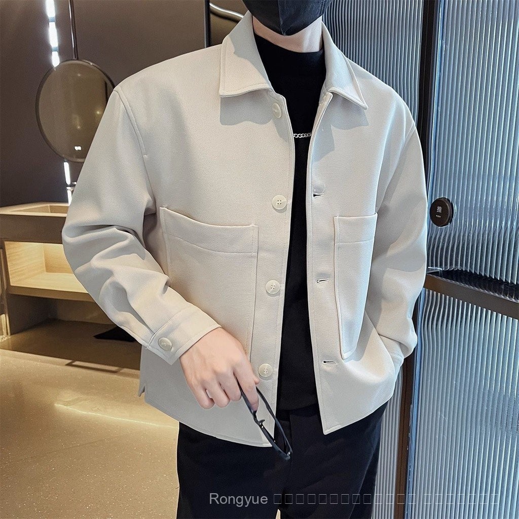 เสื้อโค้ทผู้ชายระดับไฮเอนด์ INS เสื้อแจ็กเก็ตสไตล์เกาหลีแบบใหม่มีกระเป๋าใหญ่2024ฤดูใบไม้ผลิและฤดูใบไม้ร่วง