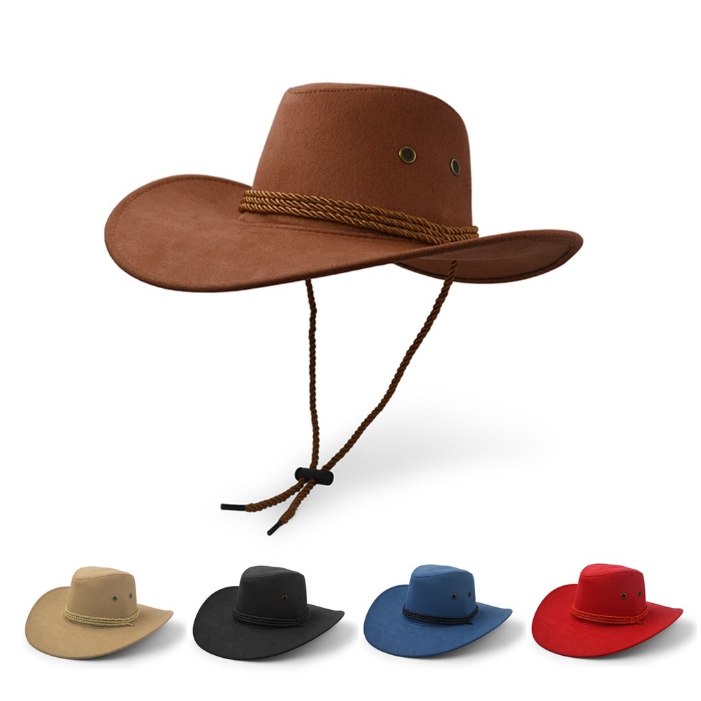 ผู้ชายผู้หญิงหนัง Faux หมวกท่องเที่ยวแฟชั่น Western Sun หมวกคาวบอย