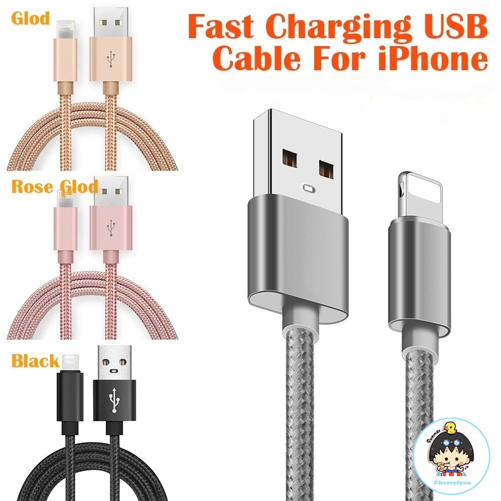 1m Quick Charge สาย USB สําหรับ IPhone 15 14 13 12 11 Pro Max 6 7 8 Plus สาย IPad โทรศัพท์มือถือสายไฟข้อมูลสายชาร์จ