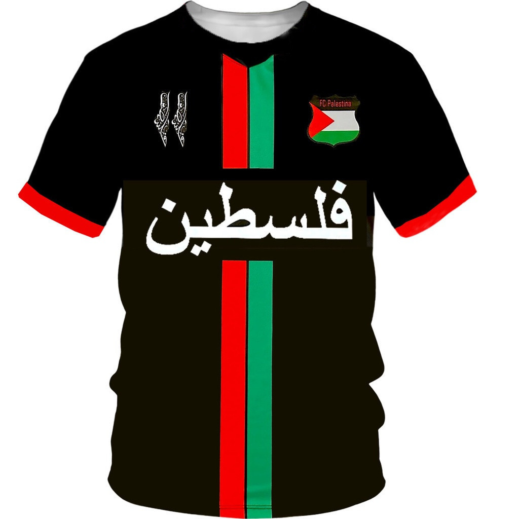 2024 ใหม่ Gaza TSHIRT - PRAY for Gaza Black Striped (แดง/เขียว) เสื้อยืดแฟชั่นสําหรับผู้ชาย ความร้อนเต็มรูปแบบระเหิดส่วนบุคคลที่กําหนดเองด้านบน - ไม่จํากัดเพศ
