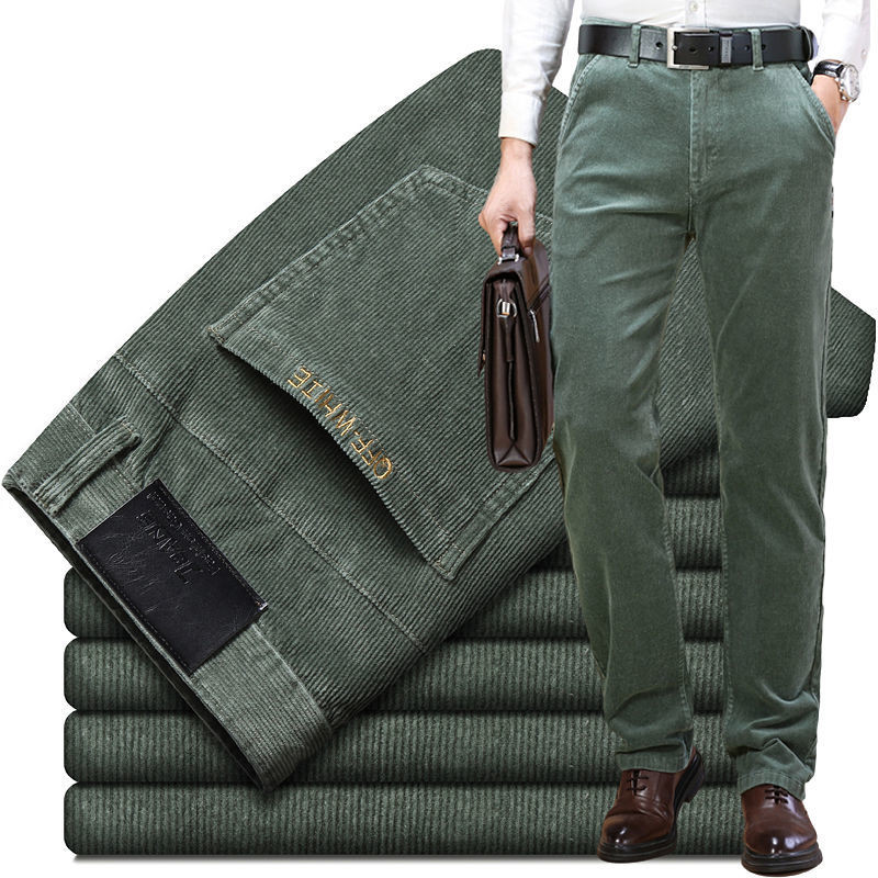 กางเกงวัยรุ่นยืดผ้าลูกฟูกทรงสลิมฟิตกางเกงพักผ่อนทุกคู่กางเกงผู้ชายฤดูหนาวกางเกงผ้าลูกฟูกหนาฤดูหนาวผู้ชาย