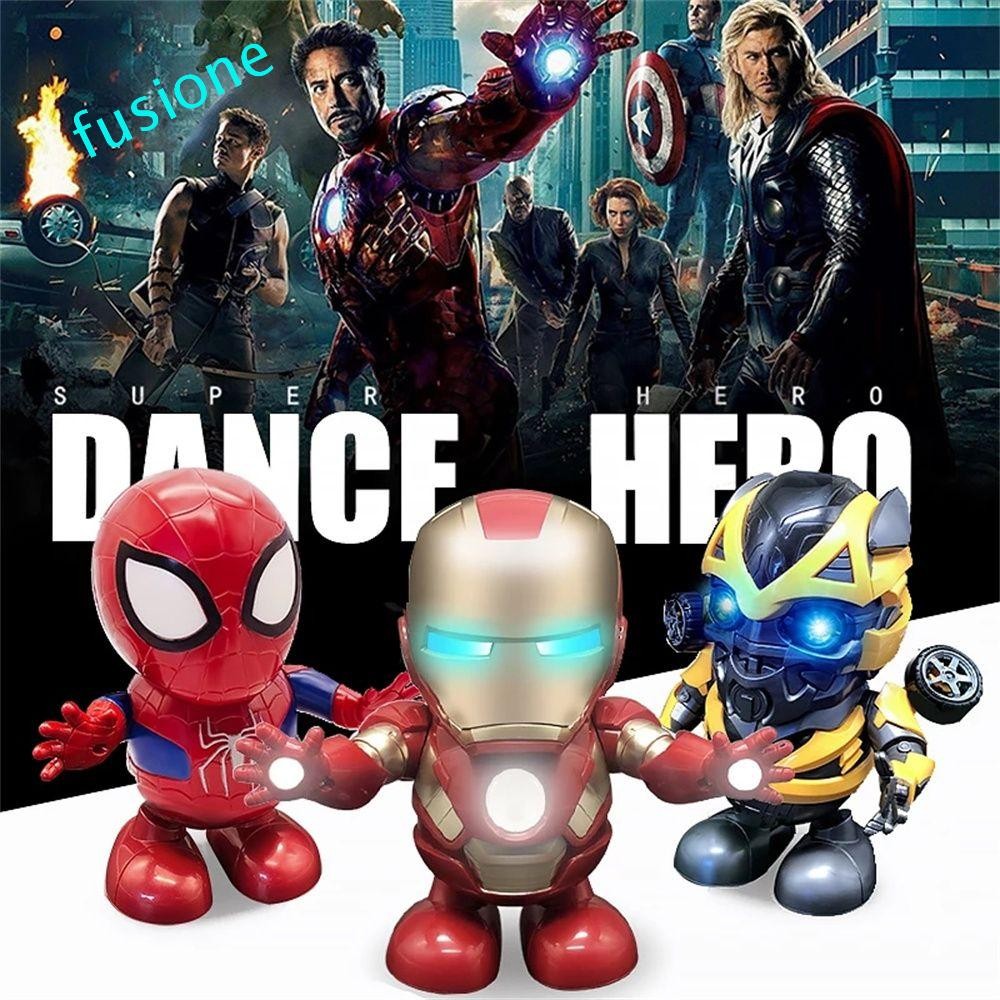 Fusionedge Dance Super Hero Sing Dance ของเล่นรุ่นพิเศษ Bumblebee Spider-Man อะนิเมะตัวเลขการกระทํา Iron Man รูป