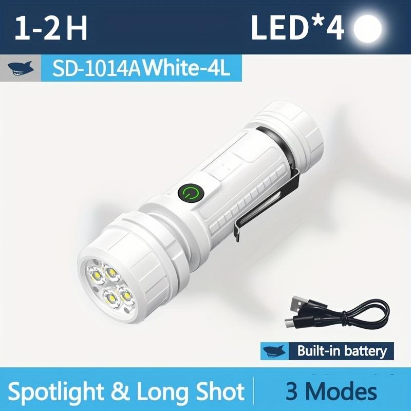 Smiling Shark ไฟฉาย LED สว่างเป็นพิเศษไฟฉาย EDC แบบชาร์จไฟได้ 3 โหมดและคลิปสําหรับการเดินป่าตั้งแคมป์ฉุกเฉิน