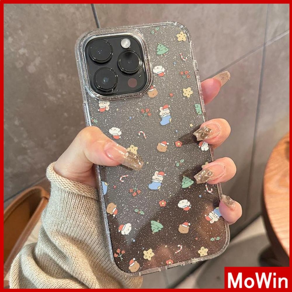 Movin - เคส iPhone 16 Pro Max iPhone 11 เคสใสแบบแวววาว TPU นุ่มสีสันสดใส ตุ๊กตาคริสต์มาสน่ารัก Compatible iPhone15 Pro max 14 13 12 Pro max XS XR 7 Plus 8 Plus