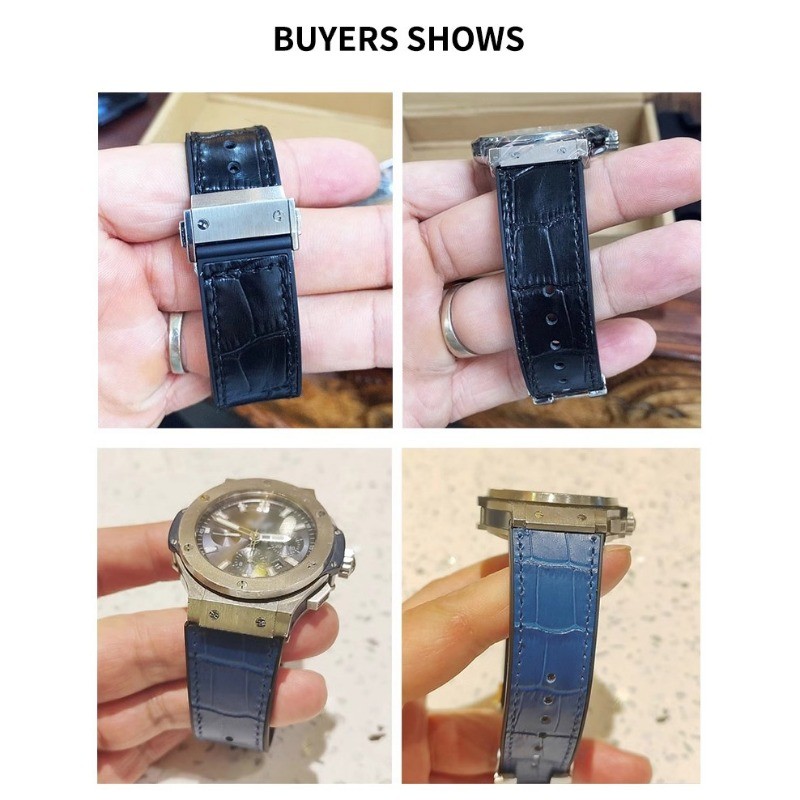19x25 มม.สายนาฬิกาหนังแท้สําหรับ HUBLOT Big Bang เปลี่ยนสร้อยข้อมือกันน้ําซิลิโคนนุ่มสาย 22 มม.พับหัวเข็มขัดผู้ชายผู้หญิงนาฬิกาอุปกรณ์เสริม