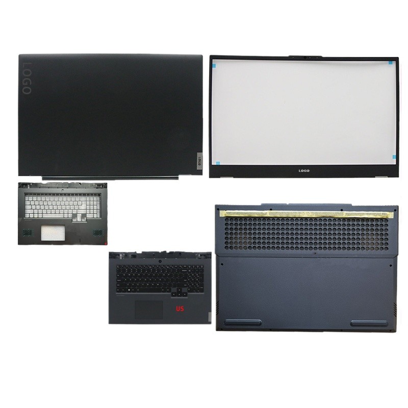 ใหม่สําหรับ Lenovo Legion 5-17IMH05 17IMH05H 17ARH05H; Replacementmen แล็ปท็อปอุปกรณ์เสริม Lcd ปกหลัง/Palmrest/ด้านล่างพร้อมอุปกรณ์เสริมโลโก้