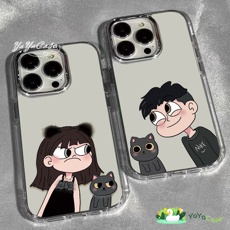 คุณภาพสูง เคส สำหรับ iPhone 16 PRO MAX เข้ากันได้ เคสไอโฟน 16 PLUS Multiple patterns Transparent metal frame phone case