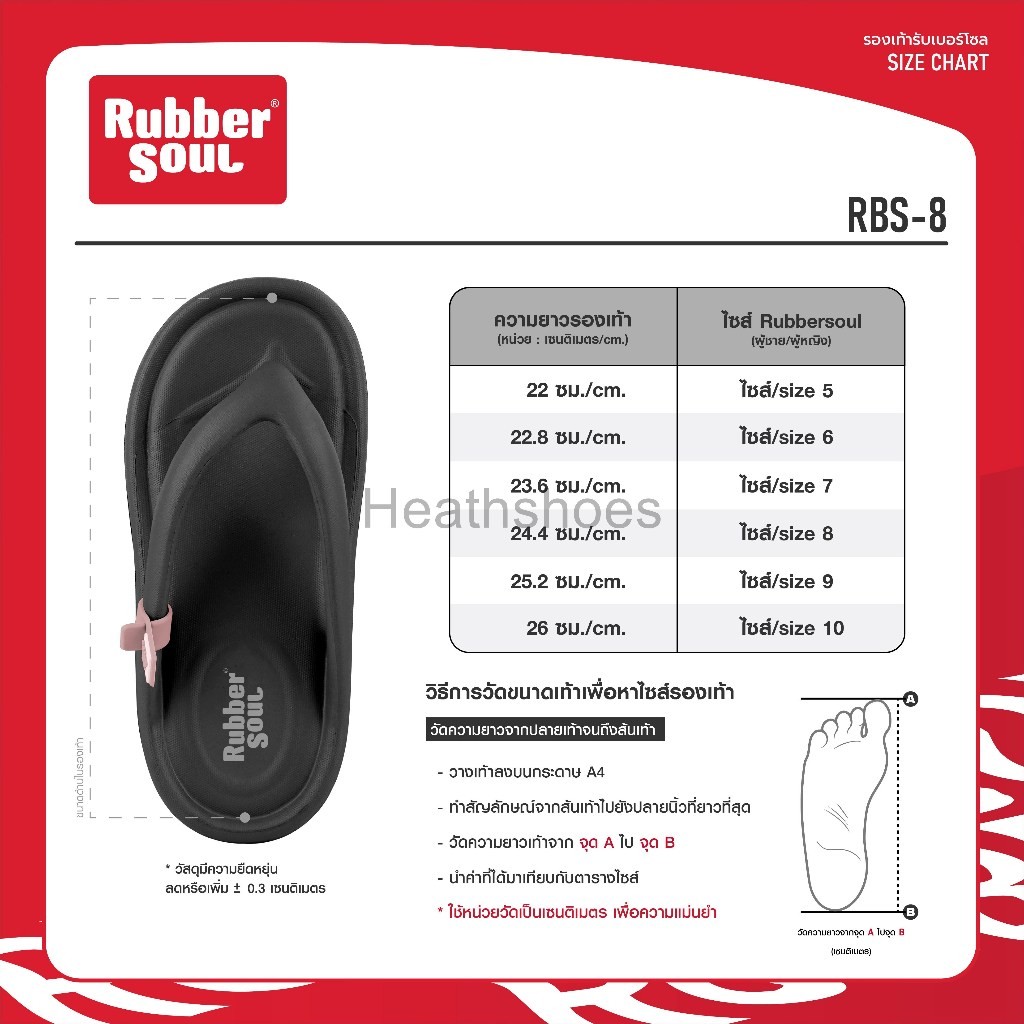 Rubber Soul รุ่น RBS-8 รองเท้าแตะแบบหนีบรุ่นรองเท้าหน้าฝน