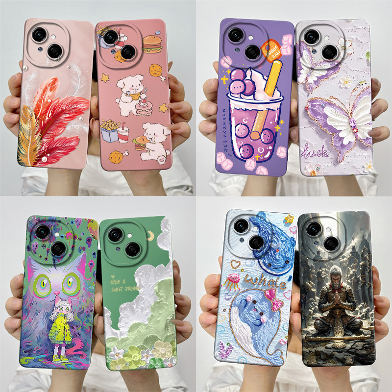 สําหรับ Tecno Spark GO 1 / Tecno Pop 9 โทรศัพท์ Spark GO1 POP9 กรณีซิลิโคนอ่อนนุ่ม TPU หวานทาสีปลอกการ์ตูนพิมพ์กันกระแทกป้องกันปกหลัง