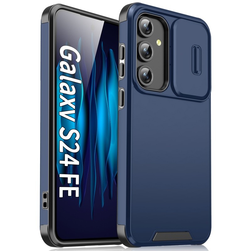 Camera Sliding Lens Protection Shockproof Armor Phone Case For Galaxy S24FE S24 S23 S22 Ultra Plus S21 Ultra S23 S21 S20 FE Note20 Ultra Solid Color Rugged Bumper Hard Cover