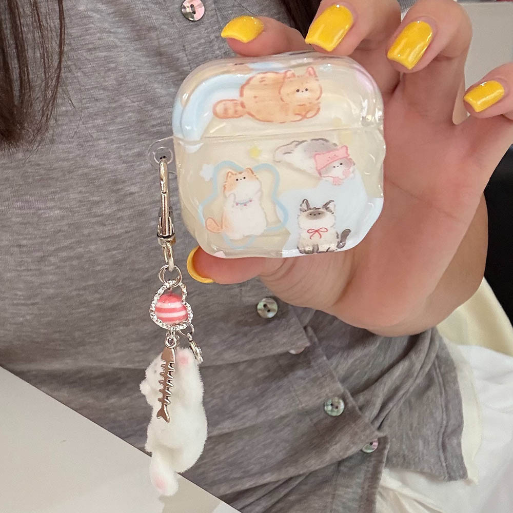 เคสหูฟังการ์ตูนสําหรับ apple airpods4 anc แมวน่ารักเปลือกหยักสําหรับ airpods 1 2 3 pro pro2 จี้ชุดหูฟังบลูทูธไร้สาย ราคา ถูกที่สุด ดีลบีเคเค แกลเลอรีภาพที่ 4