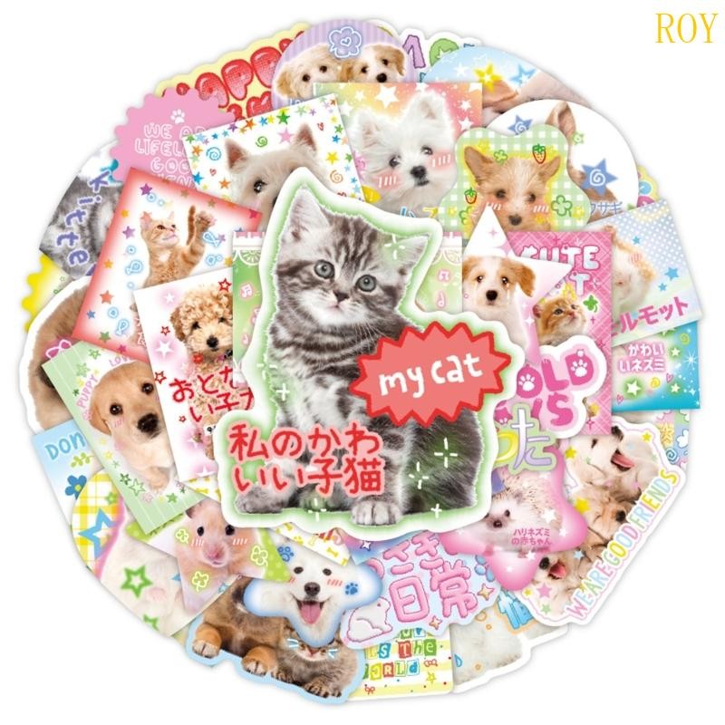 ROY สุนัขแมวสัตว์สติกเกอร์สําหรับขวดน้ําสมุดภาพวารสารแล็ปท็อปเคสโทรศัพท์