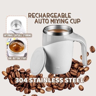 380ml Magnetic Stirring Coffee Mug | 304 Stainless Steel Rechargeable Cup | Cawan Kopi Kacau Automatik & Botol Air