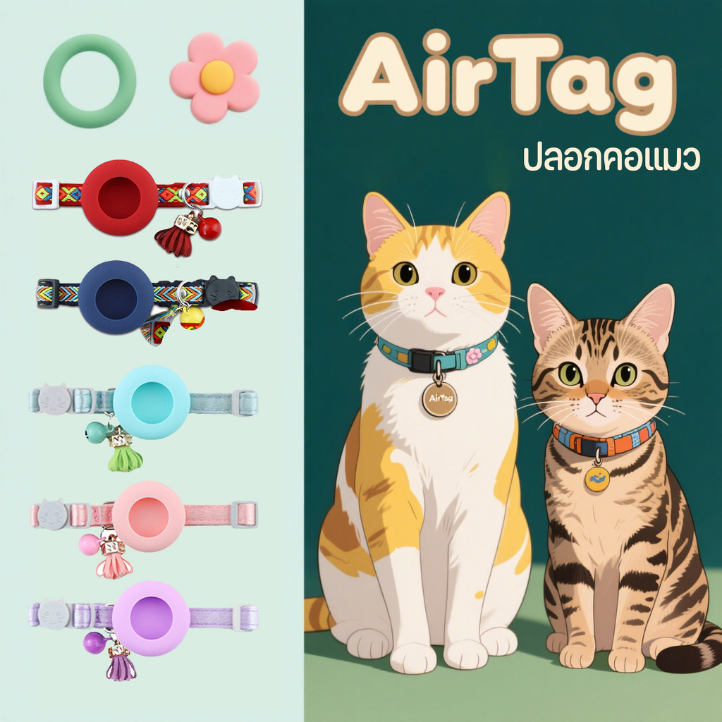 ปลอกคอสัตว์เลี้ยงสำหรับ AirTag ปรับขนาดได้ พร้อมเข็มขัดนิรภัยและกระดิ่ง นุ่มสบาย ใช้ได้กับสุนัขและแมว