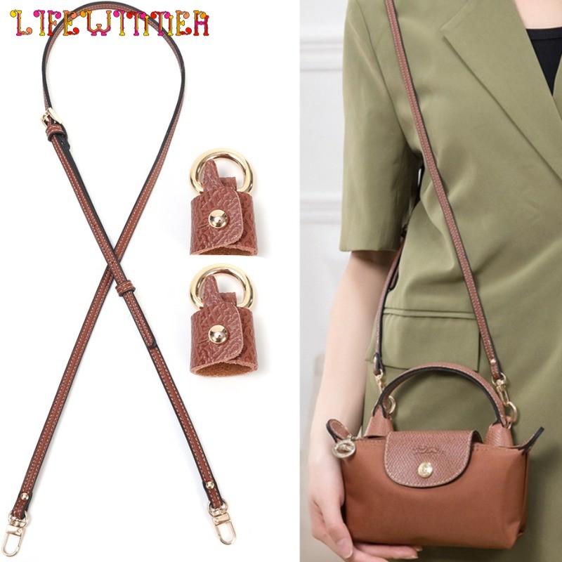 LONGCHAMP สายสะพายกระเป๋า สะพายข้าง แบบหนัง ไม่ต้องเจาะรู สไตล์เรโทร สําหรับผู้หญิง 1 ชุด