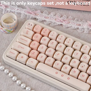 Thai Language PBT Keycap MOA ธีมสีชมพู Cherry Dye Sublimation สาวน่ารักบุคลิกภาพสร้างสรรค์ไทยภาษาอังกฤษ Adapt Mechanical Keyboard cross Adapt To 61/64/68/71/75/84/87/96/98/100/104/108