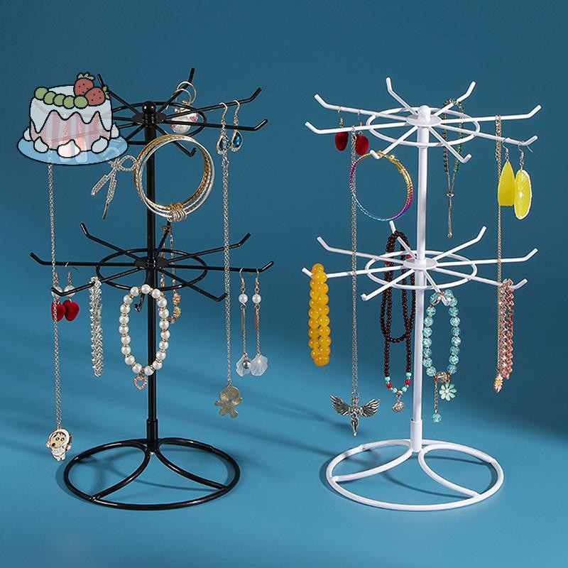 [Sep] หมุนยืนแสดงเครื่องประดับ 2 ชั้นรอบสร้อยคอโลหะออแกไนเซอร์สําหรับแขวนต่างหูแหวนสร้อยข้อมือนาฬิกาอุปกรณ์เสริม.