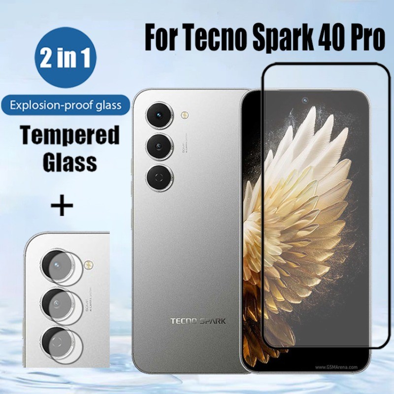 Tecno Pova 7 5GกระจกนิรภัยสําหรับTecno Pova 7 Ultra 6 5 4 Pro Curve Spark 40 30 Pro Plus 40C 30C Go 2 1S 2024 4G 5G 2 in 1 Full Coverageป้องกันหน้าจอป้องกันฟิล์ม