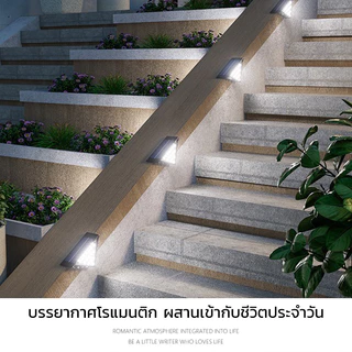 【2ชิ้น】 ไฟโซล่าเซลล์ LED กันน้ำกันฝน เปิดปิดอัตโนมัติ ติดบันได รั้วบ้าน ชายคา ตกแต่งสวยงาม