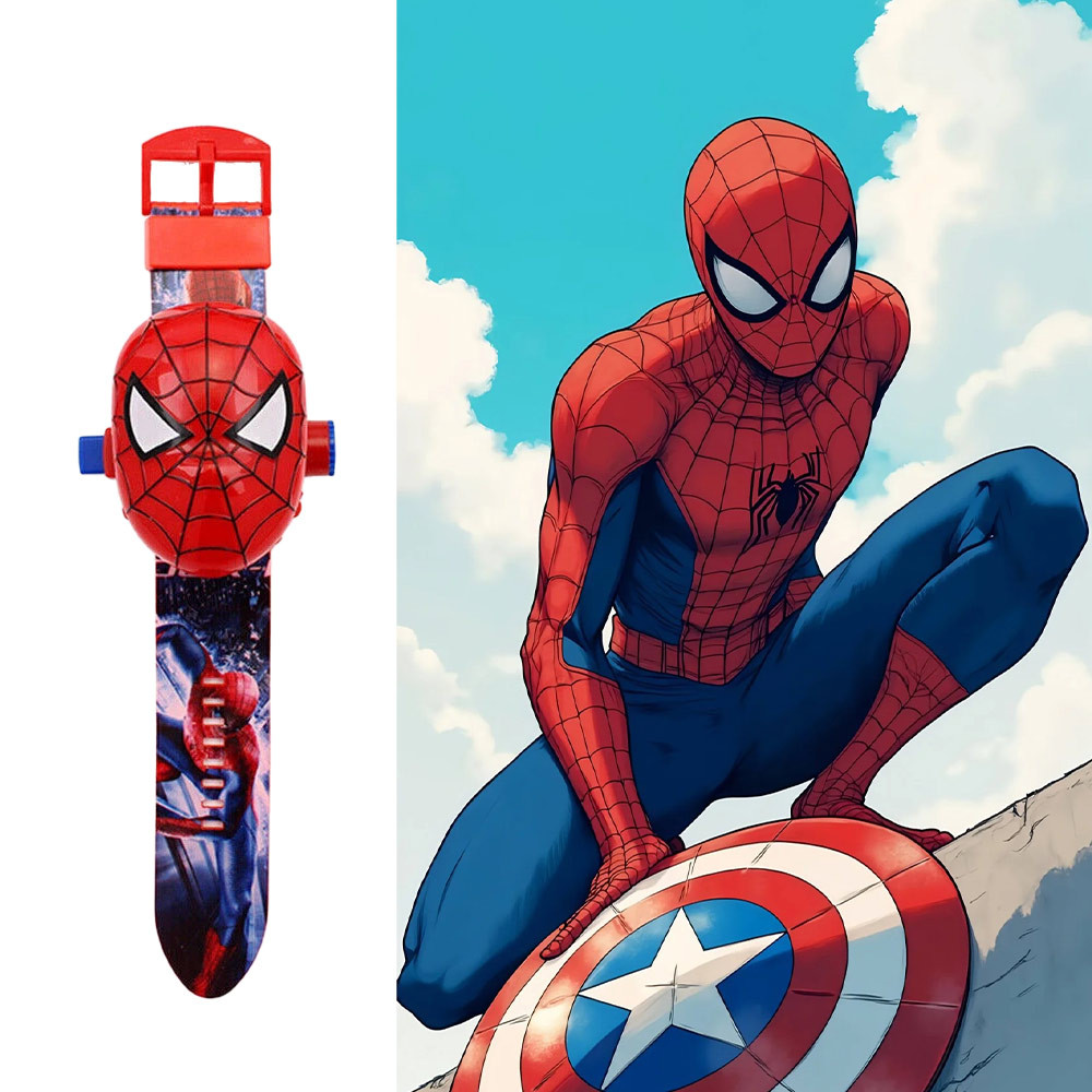 Kids Wrist Spiderman Character Watches Projector Projection Boys Girls Gift Toy