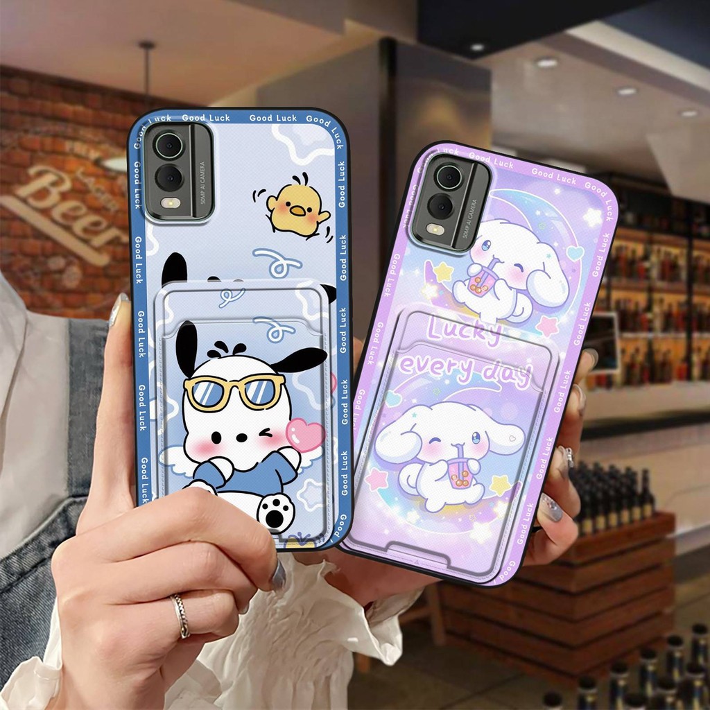 ซิลิโคนทนทานเคสโทรศัพท์สําหรับ Nokia C32 ช่องใส่การ์ด Graffiti Anti-knock Dirt-proof Anti-ฝุ่นน่ารักออกแบบแฟชั่น TPU การ์ตูนปกหลังเต็มห่อกันน้ํากระเป๋าบัตร
