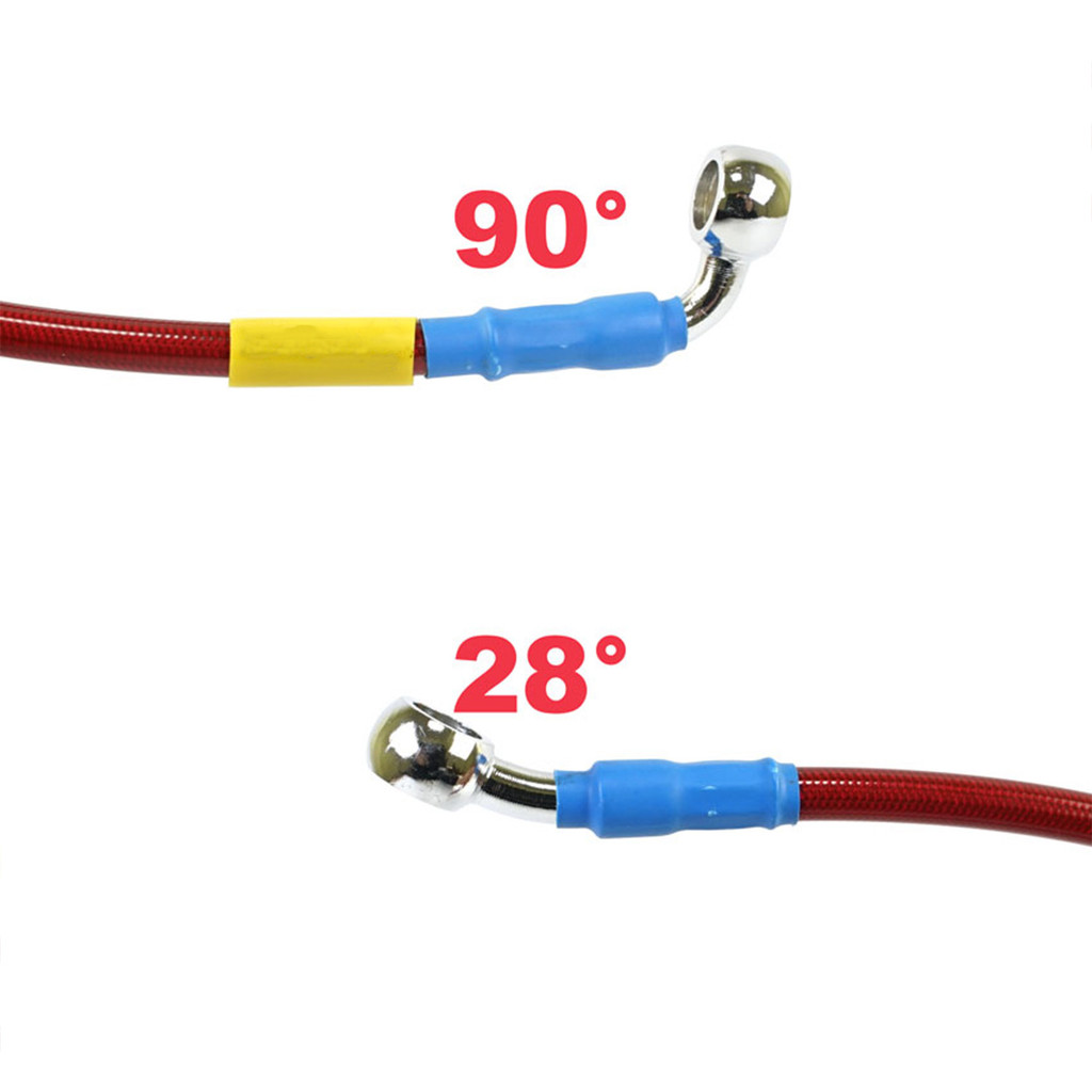 สีแดง400มม.-2200มม.สายเบรคไฮดรอลิก จุด สาย10มม.28°-90° Banjo สําหรับ Yamaha Pipe Line สายถักน้ํามัน ราคา ถูกที่สุด ดีลบีเคเค แกลเลอรีภาพที่ 3