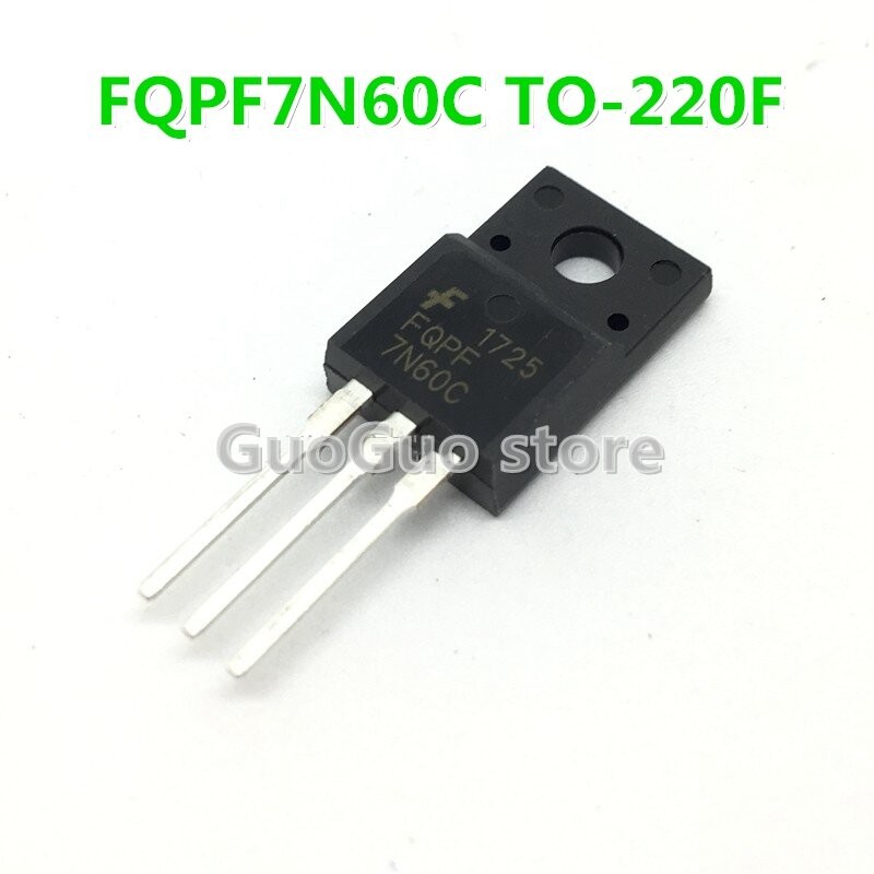 10pcs FQPF7N60C TO-220F 7N60C 7N60 TO-220 7A/600V MOSFET ทรานซิสเตอร์ใหม่ Original LHWD