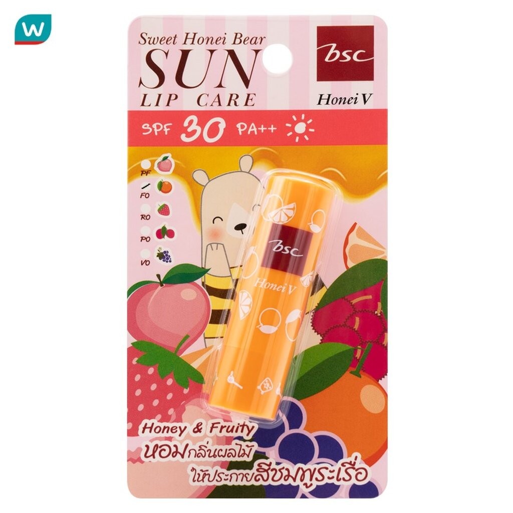 Honei V BSC ฮันนวี่ บี เอสซี สวีทฮันนี่แบร์ ซัน ลิปแคร์ SPF30 PA++ 4.5ก. F0 ส้ม