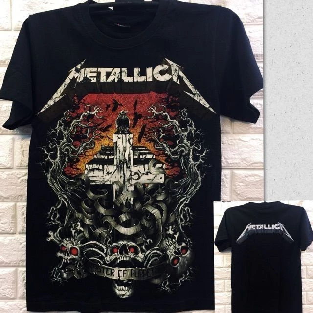เสื้อเชิ้ตร็อคแขนสั้นแบบพิมพ์ลาย ธีม Metallica Rock Band Series สำหรับทุกเพศ ขนาด S-5XL