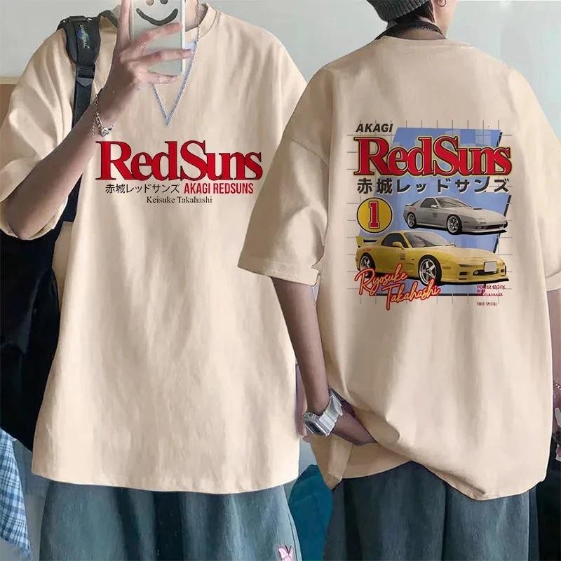 ญี่ปุ่นอะนิเมะเริ่มต้น D Redsuns การ์ตูน Gothic Tops EU ขนาดชายเสื้อยืด AE86 ตลก Harajuku มังงะ Tshi