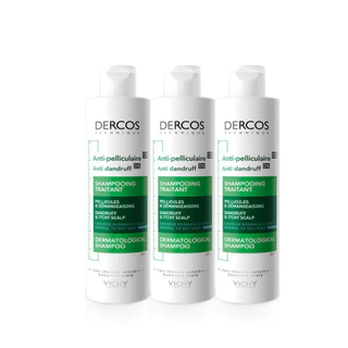 [เซตสุดคุ้ม 3 ขวด] วิชี่ Vichy Dercos Anti-Danduff Shampoo แชมพูขจัดรังแค ป้องกันการกลับมาเป็นซ้ำ 200มลx3