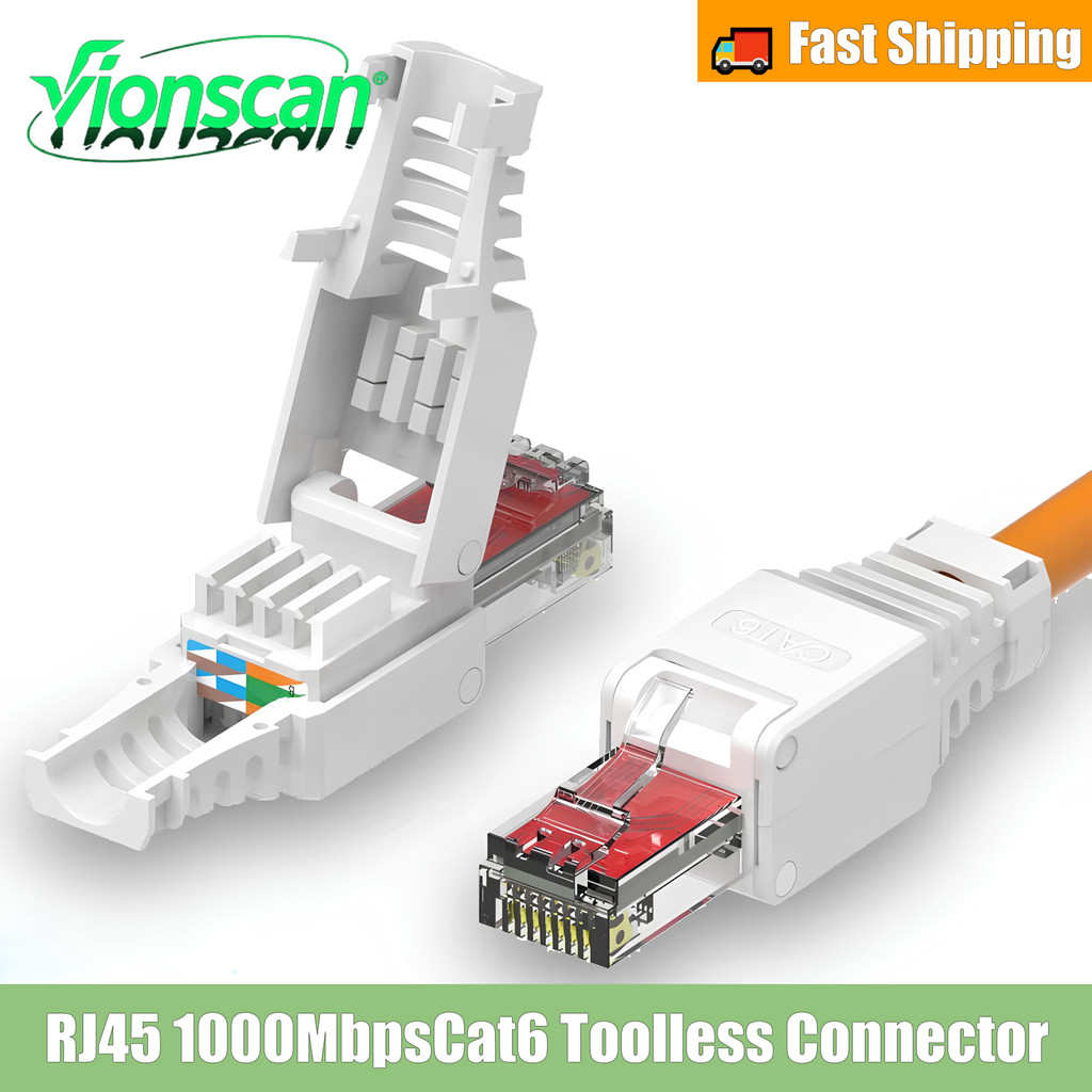 Vionscan เครื่องมือฟรี RJ45 CAT6 Connector Ethernet Plugs,23AWG ถึง 26AWG สายเคเบิลปลั๊กอินเทอร์เน็ต