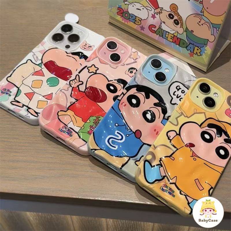 เคสไอโฟน 15 13 สำหรับ iPhone 11 16 13 15 14 12 Pro Max 15 14 16 6 6S Plus XR X XS ผ้าคลุมลายการ์ตูนเครยอนชินจังสุดน่ารัก - รูปที่ 7