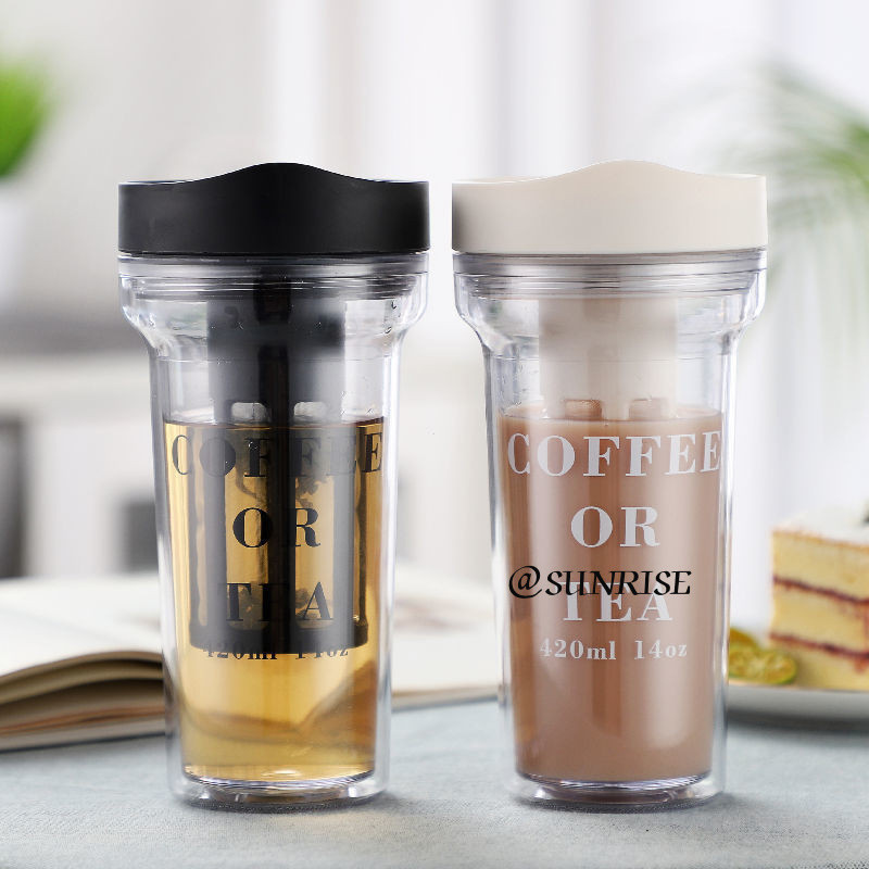 ขวดชงเย็นแบบ All-in-One ขนาด 420 มล. - ที่กรองชากาแฟแบบพกพาสําหรับเครื่องดื่มเย็น ท่องเที่ยว และการผ