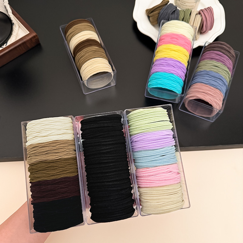 ยางรัดผมยืดหยุ่นนุ่ม สไตล์ Basic Scrunchie สำหรับผมหางม้าสูง