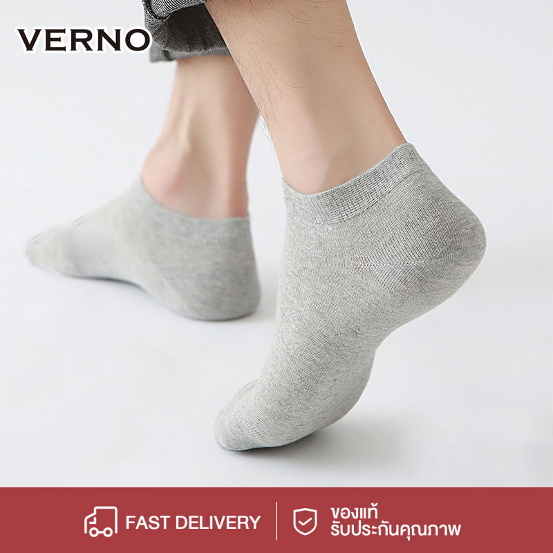 VERNO ถุงเท้าสีแข็ง1คู่ถุงเท้าข้อเท้า