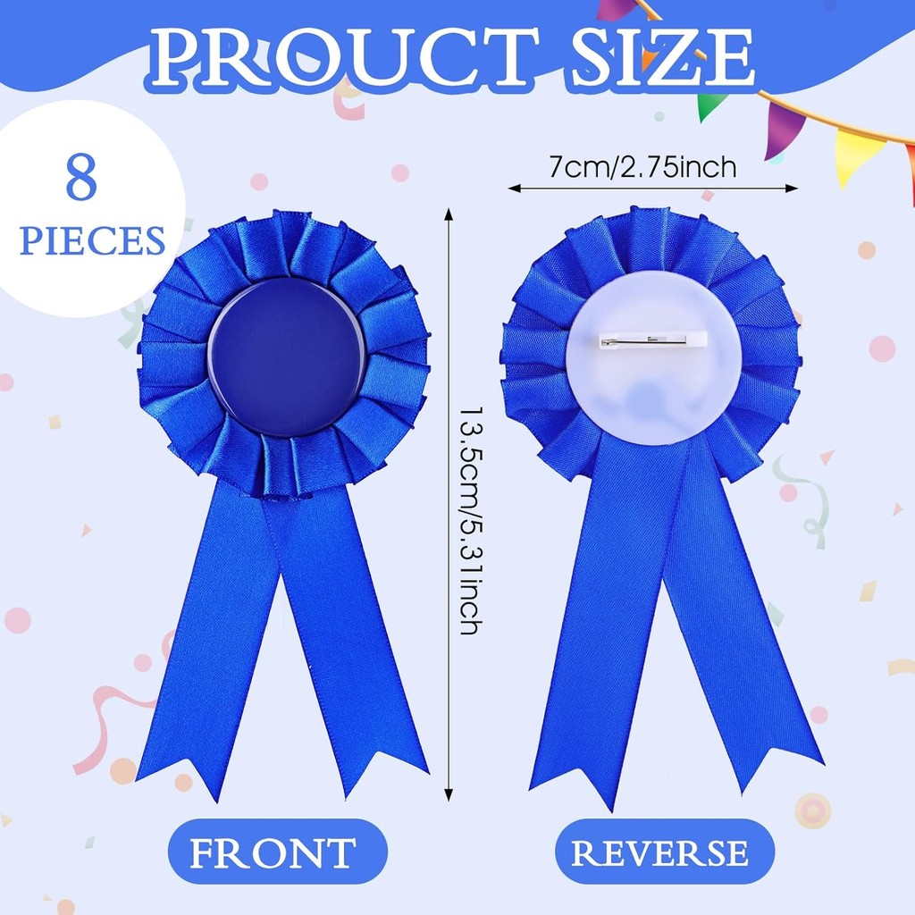 ริบบิ้นรางวัลเปล่า 8 ชิ้น 1st Place Ribbon Prize Badge Ribbons Winner Victory Recognition Ribbon สํา