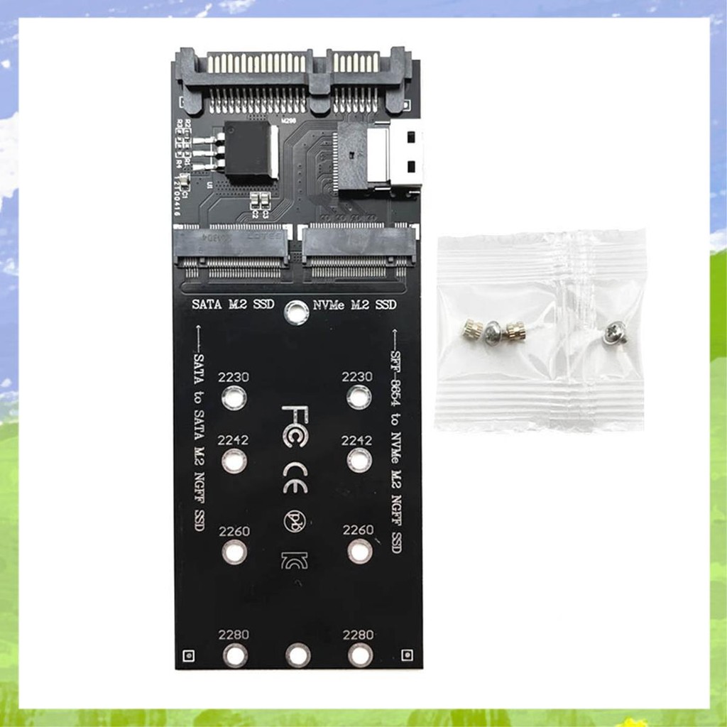 M2 SSD อะแดปเตอร์ M.2 SATA Ngff SSD เป็น SATA + M2 NVME SSD เป็น SFF-8654 Converter SATA เป็น M2 การ
