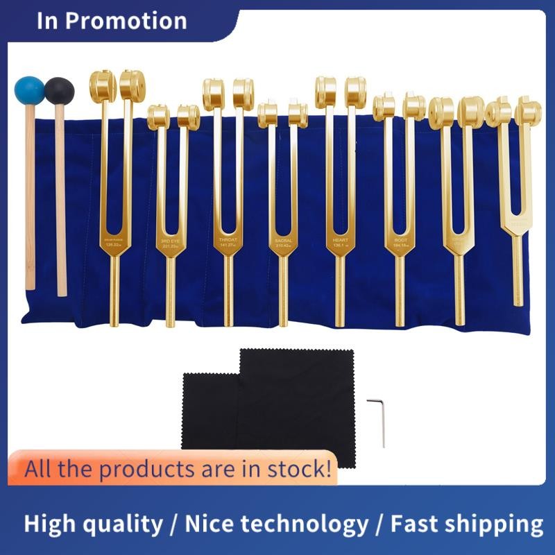 ส้อมปรับแต่ง, 7 จักระ + 1 Soul Purpose Weighted Tuning Forks,เครื่องมืออลูมิเนียม 126.22-141.27 Hz E