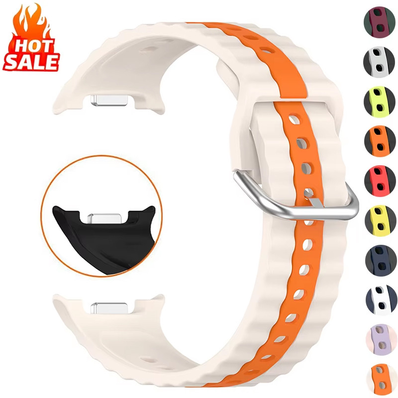 Two tone กีฬาซิลิโคนสําหรับ Samsung Galaxy Watch 8 คลาสสิก 46 มม.นาฬิกา 8 44 มม.40 มม.เปลี่ยนสายรัดข้อมือนุ่มผู้ชายผู้หญิง Band