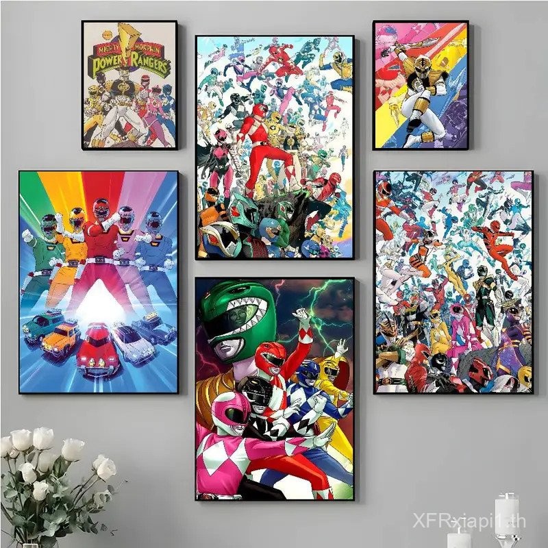 M-Mighty Morphin Power Rangers โปสเตอร์ศิลปะพิมพ์ Cafe Room ตกแต่งบ้าน,ไม่มีกรอบผ้าใบภาพวาด VU33