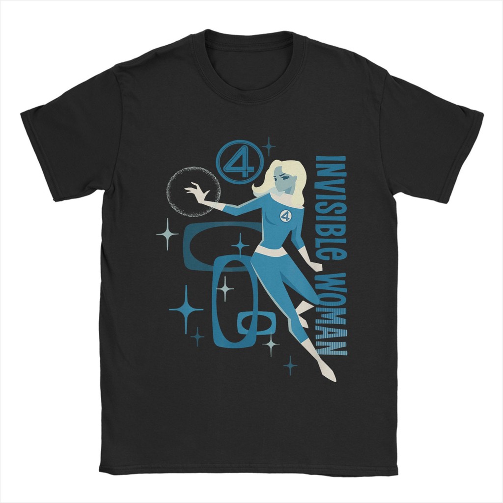 Fantastic Four First Steps เสื้อยืดผู้ชายที่มองไม่เห็นผู้หญิงสบายๆ 100% Cotton Tee รอบคอสั้นแขนเสื้อ